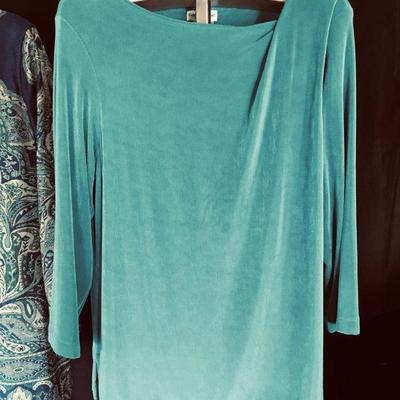 Collection of 5 Pc Curated by our Stylist: Shades of Peacock Cobalt Coldwater Creek, Winter Silks Sized XL - 1X  LOT#159