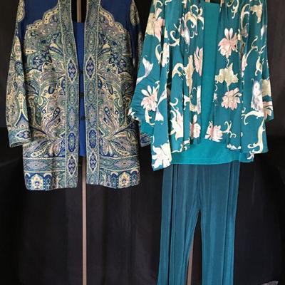 Collection of 5 Pc Curated by our Stylist: Shades of Peacock Cobalt Coldwater Creek, Winter Silks Sized XL - 1X  LOT#159