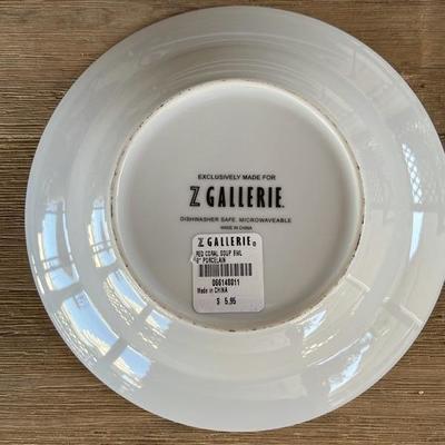 Z GALLERIE DINNER PLATES & SOUP BOWLS SET CORAL DESIGN NEW WITH TAGS