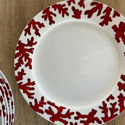 Z GALLERIE DINNER PLATES & SOUP BOWLS SET CORAL DESIGN NEW WITH TAGS