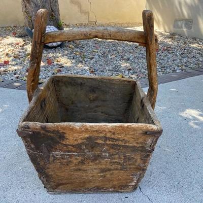 LARGE ANTIQUE CHINESE WATER BUCKET WITH ORIGINAL IRON FITTINGS SHANDONG PROVINCE