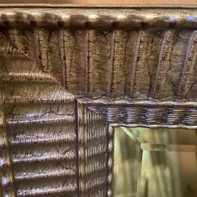 LARGE SILVER VINTAGE WOODEN MIRROR 