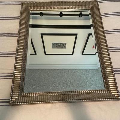 LARGE SILVER VINTAGE WOODEN MIRROR 