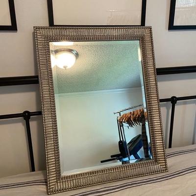 LARGE SILVER VINTAGE WOODEN MIRROR 
