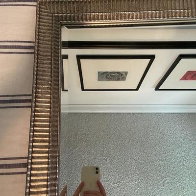 LARGE SILVER VINTAGE WOODEN MIRROR 