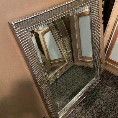 LARGE SILVER VINTAGE WOODEN MIRROR 