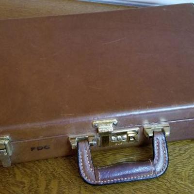 LOT #215: (2) Vintage Leather Briefcases (both open)