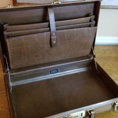 LOT #215: (2) Vintage Leather Briefcases (both open)