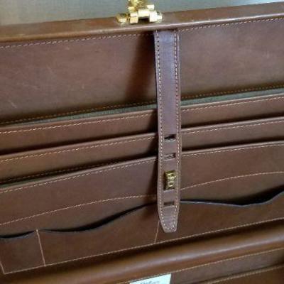 LOT #215: (2) Vintage Leather Briefcases (both open)
