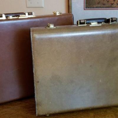 LOT #215: (2) Vintage Leather Briefcases (both open)