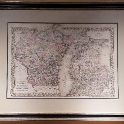 LOT #220: State of Michigan and Wisconsin Antique Map