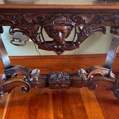 Lot #401 Victorian Rococo Style Walnut Parlor Table 