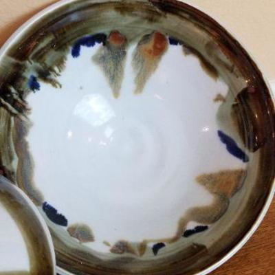 LOT #226: Signed Large Bowl and Vessel w/ Lid