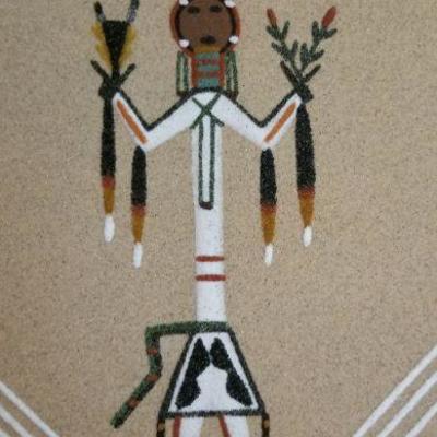 LOT #228: Navajo Square Framed Sandpainting 