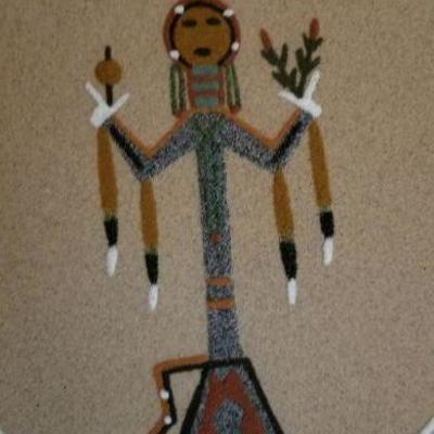 LOT #228: Navajo Square Framed Sandpainting 