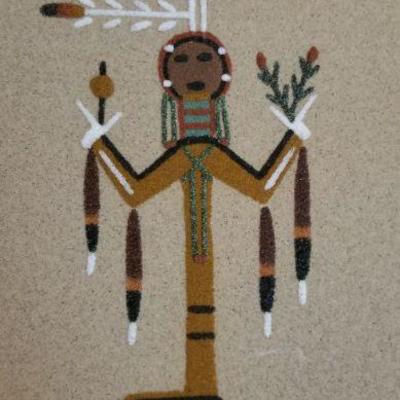 LOT #228: Navajo Square Framed Sandpainting 