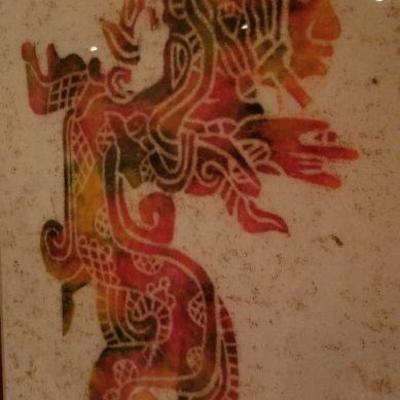 LOT #229: Vintage Mayan Art Framed Print #1