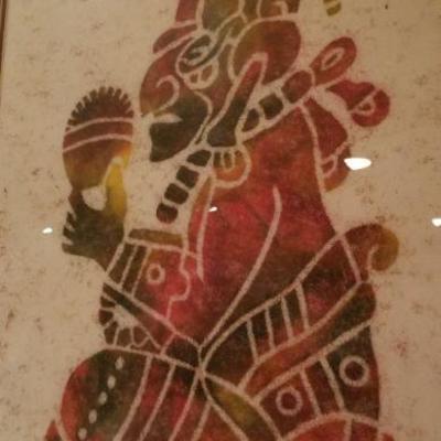 LOT #230: Vintage Mayan Figure Art Framed #2 