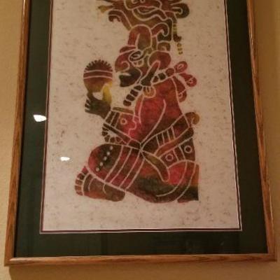 LOT #230: Vintage Mayan Figure Art Framed #2 