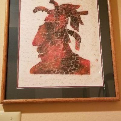 LOT #231: Mayan Figure Framed Art #3