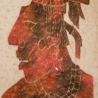 LOT #231: Mayan Figure Framed Art #3