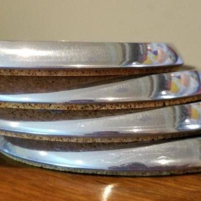 LOT #245: Vintage Leather and Chrome Plated 1996 Medical Center Presentation Coasters