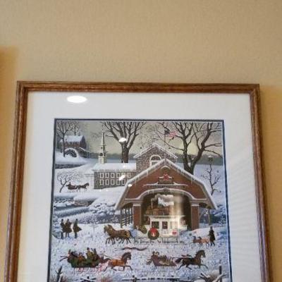LOT #263: Charles Wysocki Snowy Barn Scene SIGNED AND NUMBERED