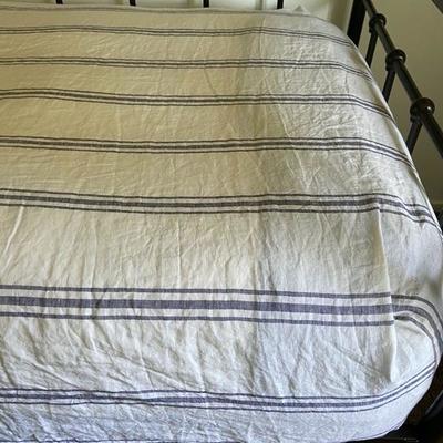 BLUE STRIPED 100% FRENCH LINEN DAYBED COVER EXTRA DEEP