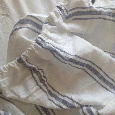 BLUE STRIPED 100% FRENCH LINEN DAYBED COVER EXTRA DEEP