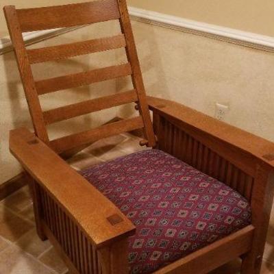 LOT # 282: Vintage STICKLEY Adjustable Back Chair w/ Original Cushions