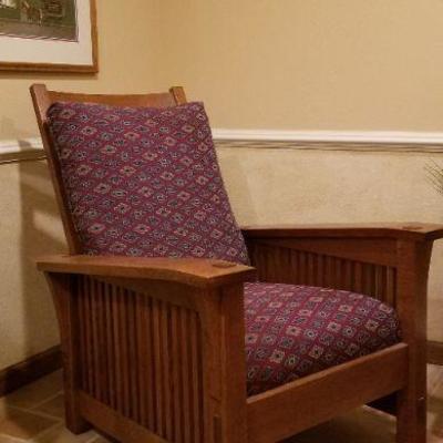 LOT # 282: Vintage STICKLEY Adjustable Back Chair w/ Original Cushions