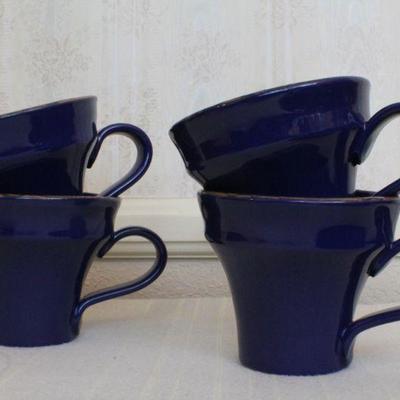 LOT #284: Dark Blue Made in Italy VIETRIâ„¢ Bowl Set w/ Coffee Mugs