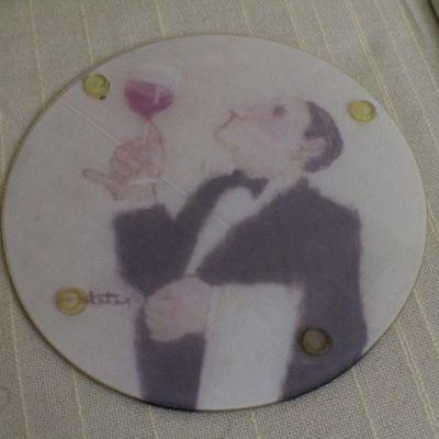 LOT #285: (4) Assorted Hot Plates (Cats, Butler, Red Hearts, Landscape Scene)