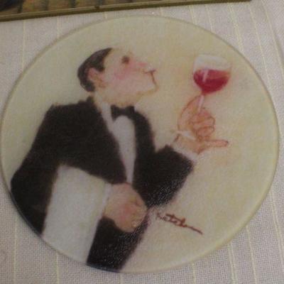 LOT #285: (4) Assorted Hot Plates (Cats, Butler, Red Hearts, Landscape Scene)