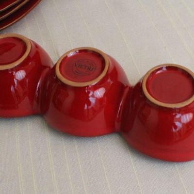 LOT #289: Dark Red VIETRIâ„¢ Made in Italy Dinnerware Set