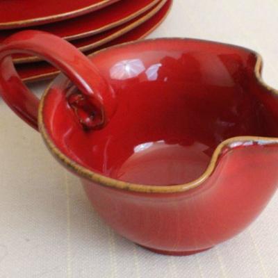 LOT #289: Dark Red VIETRIâ„¢ Made in Italy Dinnerware Set