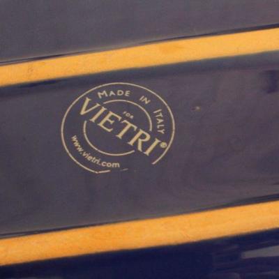 LOT #290: VIETRIâ„¢ Dark Blue Serving Dish w/ Ceramic Tomato (unmarked VIETRIâ„¢)