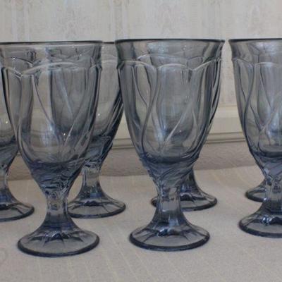 LOT #294: Vintage Blue Drinking Glasses Large (7) Total