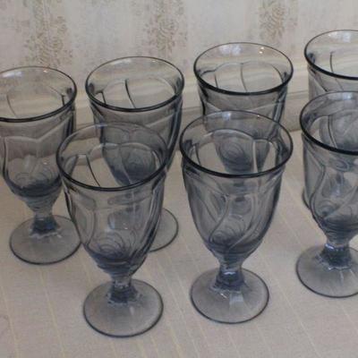 LOT #294: Vintage Blue Drinking Glasses Large (7) Total