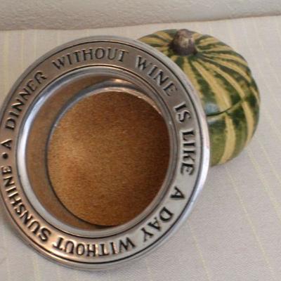 LOT #296: Wine Coaster and Ceramic Melon