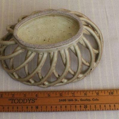 LOT #299: Ceramic Woven Basket (marked on underside)
