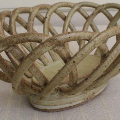 LOT #299: Ceramic Woven Basket (marked on underside)