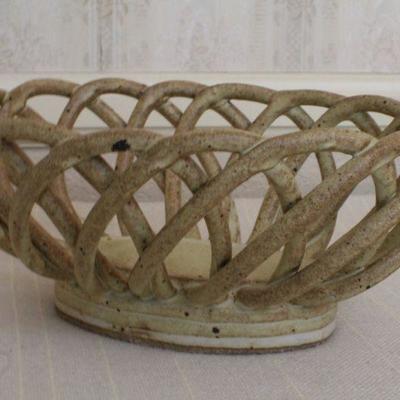 LOT #299: Ceramic Woven Basket (marked on underside)