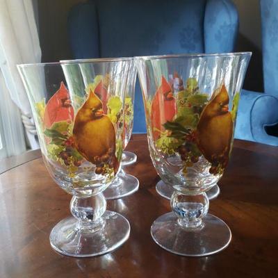 Lot 321: Lenox (6) Red Bird Goblets 