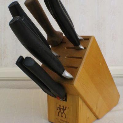 LOT #326: J.A. Henckelsâ„¢ Wood Knife Block w/ Assorted Knives