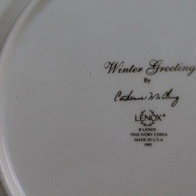 LOT #328: Vintage LENOXâ„¢ "Winter Greetings" Holiday Fine Ivory China Plates