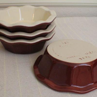 LOT #329: Williams & Sonomaâ„¢ Set of (4) Dark Red Ovenware Bowls