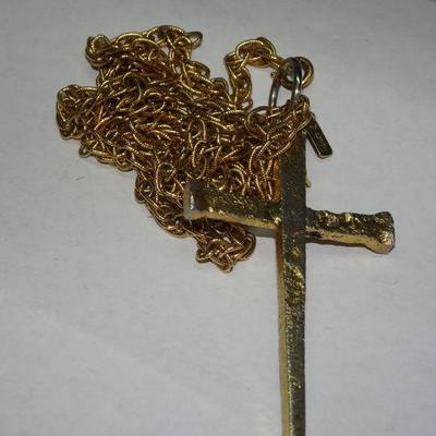 Over-sized Nail Cross, Religious Symbol, Gold Tone Cross, Monet Jewelry 