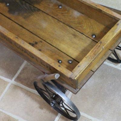LOT #331: Antique SHERWOOD SPRING COASTER Toy Wagon w/ Cast Iron Spoke Wheels