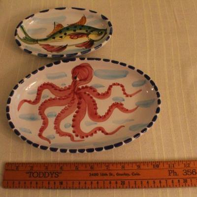 LOT #332: Large VIETRIâ„¢ Made in Italy Handpainted Sealife Dish Set